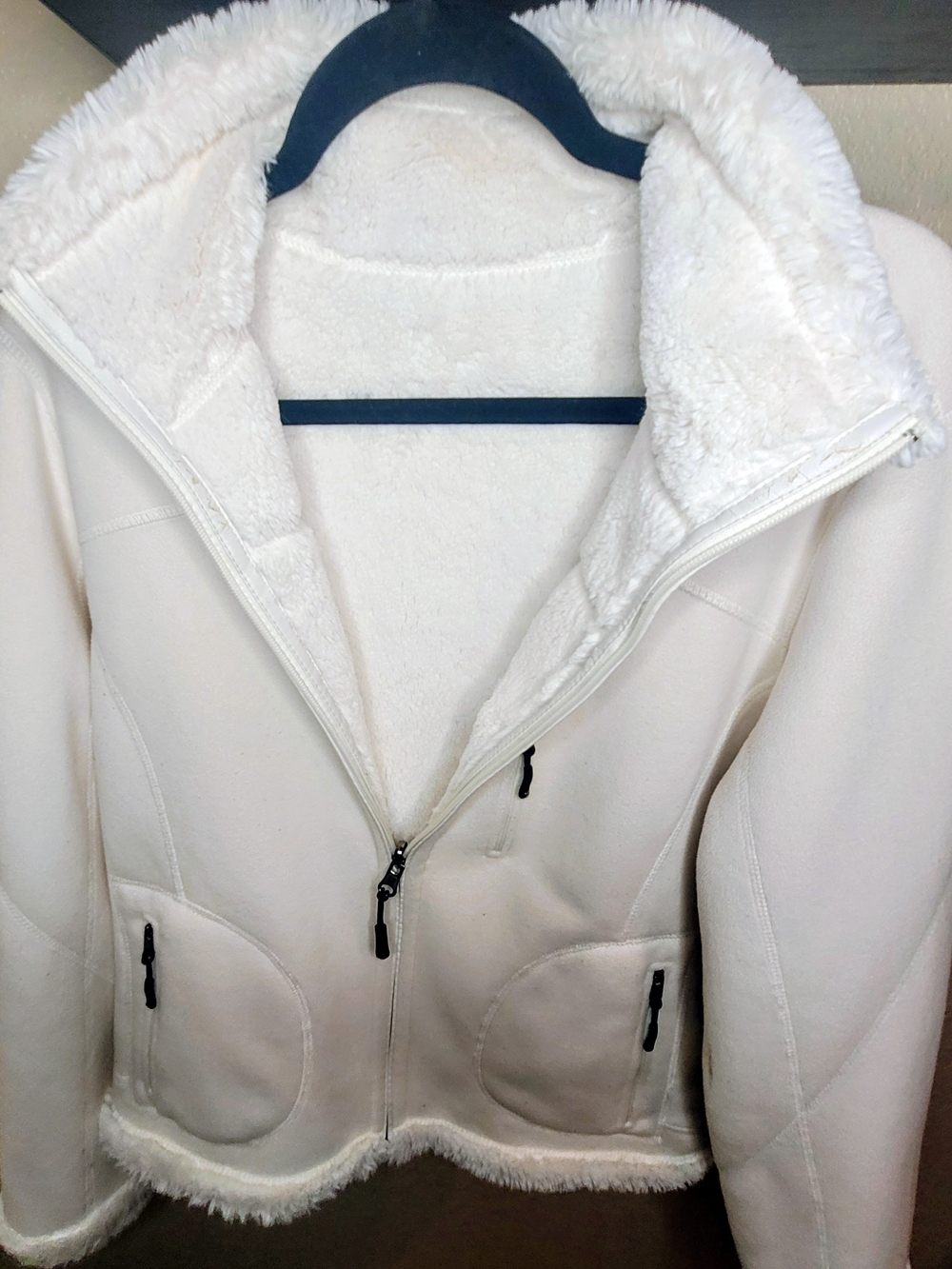 GreenTea Cream Faux-Sherpa Zip Jacket